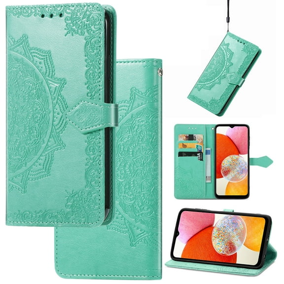 Mandala Case for iPhone X/ XS, Premium Leather Flip Wallet Card Slots Magnetic Stand Protective Ultra Slim Shockproof Case with Lanyard, Embossed Flip Cover For Apple iPhone X/ XS,
Green