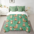 thumbnail image 2 of Manfei Wildlife Sloth 7-Piece Twin Bedding Sets,Green Brown Bedding Comforter Set,Cartoon Animal Breathable Sheet Sets,Microfiber Kawaii Bedroom Decoration,Reversible, 2 of 7