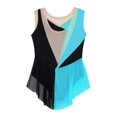 thumbnail image 4 of Yeahdor Kids Girls Shiny Rhinestone Mesh Splice Figure Skating Jumpsuit Color Block Gymnastics Leotard Biketard Unitard Blue Green 14, 4 of 7