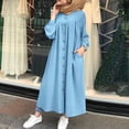 thumbnail image 3 of PENGXIANG Robe Longue Décontractée pour Femmes Robe Unie Col en V Élégante Manches Longues Grande Mode Robe Évasée, 3 of 7