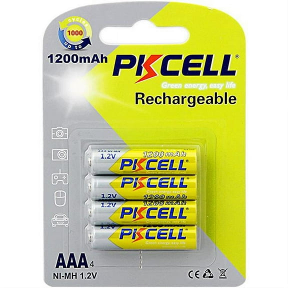 PK Cell NIMHAAA1200-4B 1.2V Rechargeable AAA Battery with 1200 mAh, Pack of 4