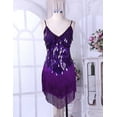 thumbnail image 2 of JanJean Women's Sequin Fringe Tassel Latin Dance Dress Tango Rumba Samba Costumes Ballroom Dancewear Purple One_Size, 2 of 7