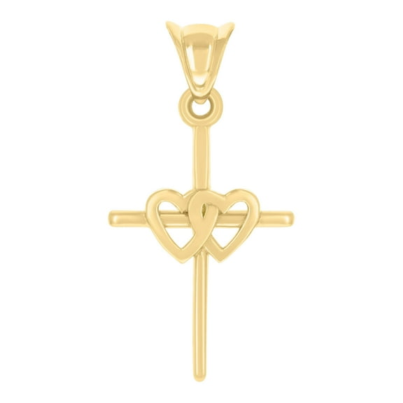 10kt Yellow Gold Womens Hearts Cross Religious Charm Pendant