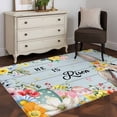 thumbnail image 3 of 3'x5' Rug for Living Room Bedroom, Easter Washable Area Rugs Non-Slip Carpet Mats, Spring Farmhouse Bunny Flower Blue Wood Grain Indoor Low Pile Area Rug Runner for Kitchen, Mudroom, 3 of 8