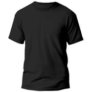 RADYAN Men's Plain Single Pack Ultra Cotton Soft Cool Short Sleeve Round Neck Adult Black Solid T Shirt