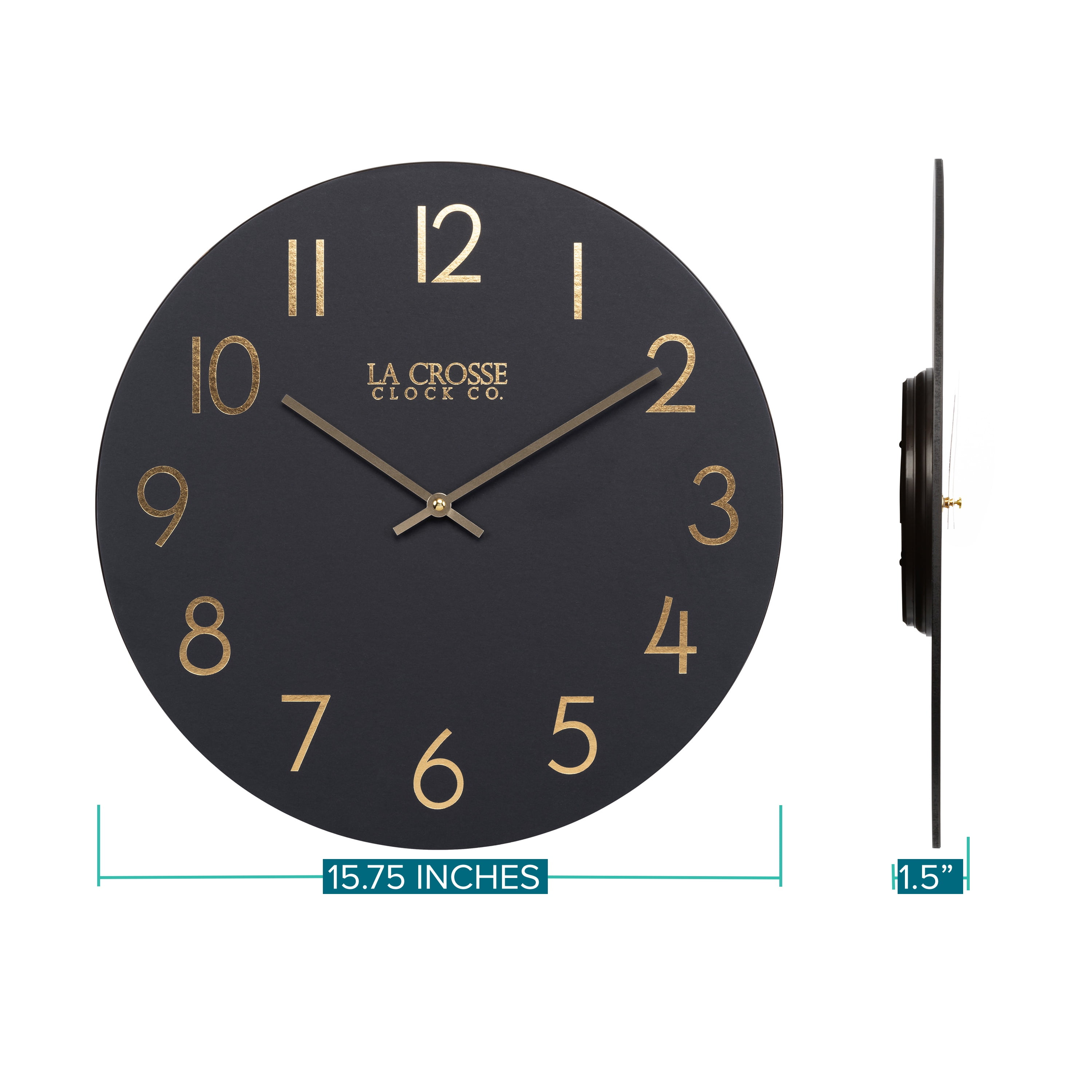 La Crosse Clock 15.75 inch NYX MDF Analog Quartz Wall Clock, 404-3841C