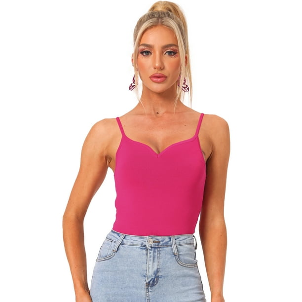 Camiseta sin Mangas con Cuello Sweetheart Allegra K Y2K para Mujer Ropa de Club Rosa caliente L