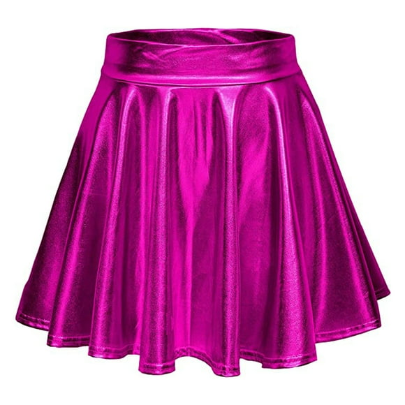 2025 Puawkoer Short skirt 1PC Skirt Skirt Plea Skirt Size Black Skirt Women Skirt Miniskirt Flared Casual Pleated Fashion A-Line Women's Skirt Mini Shiny Skirt