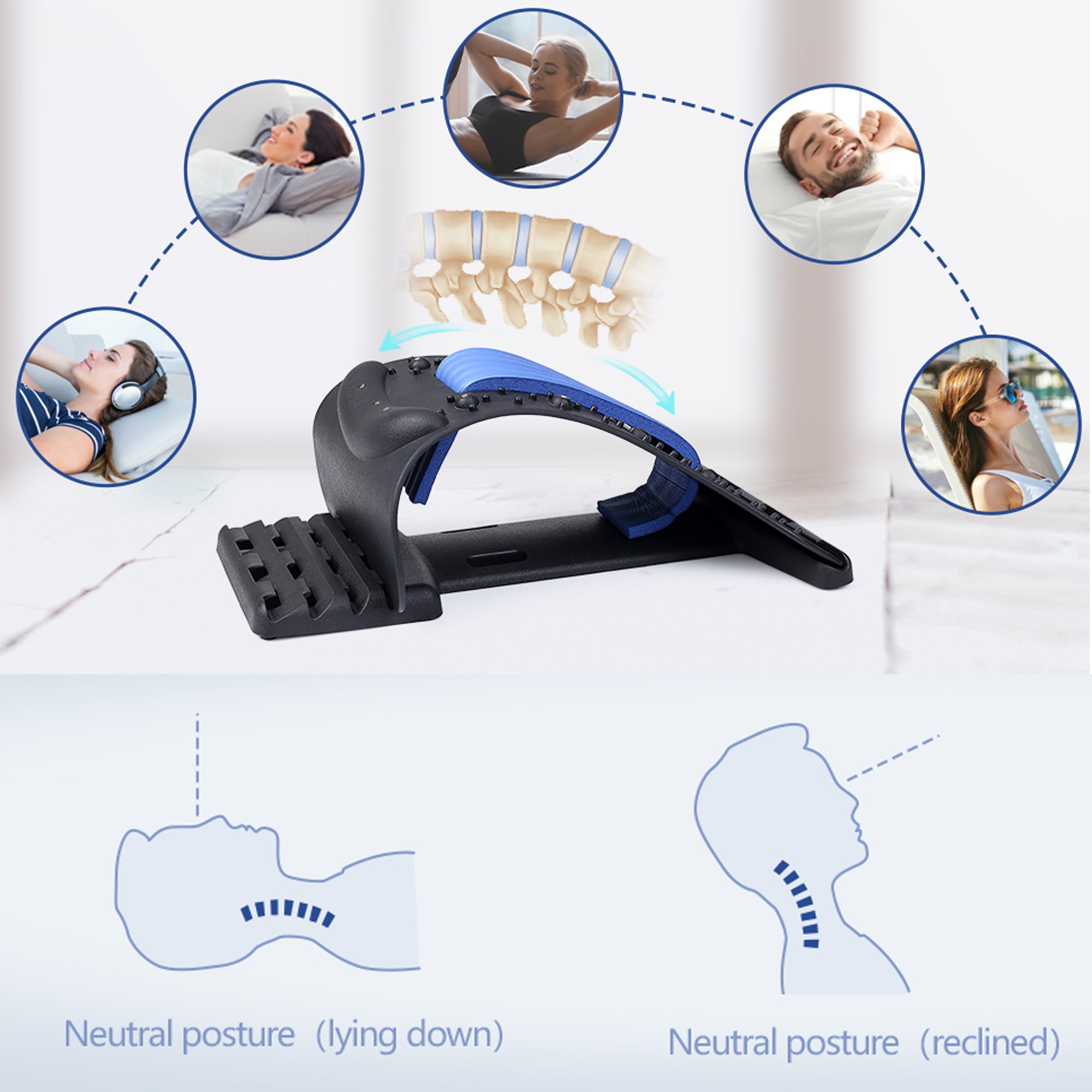 SAYFUT Back Stretcher Lumbar Correction Pad Neck Shoulder Relaxer Pillow Traction Device Brace Support