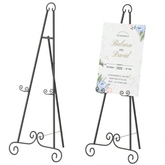 2 Pack Easel Stand for Sign Heavy Duty Metal Display Stand with Chain port Black Height Adjustable Easels for Wedding Sign Painting Art