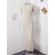 thumbnail image 5 of Vestido largo de punto liso para mujer, Vestidos plisados de manga corta a la moda para primavera y verano, con cuello redondo, 2024, 5 of 5