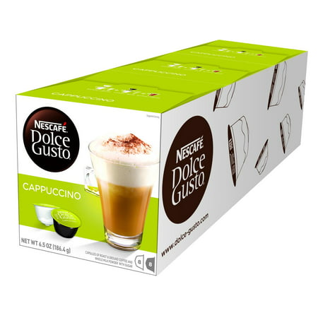 Nescafé Dolce Gusto Cappuccino Latte Coffee Pods, Espresso Roast, 24 Count (3 Packs of 8 Coffee + Latte