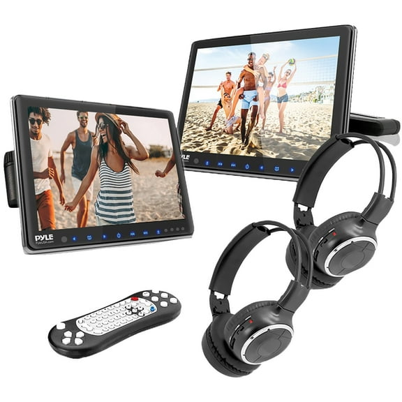 Pyle PLHRDVD108KT Car Video Monitors with wireless headphones, Multicolor, 10.5 inches