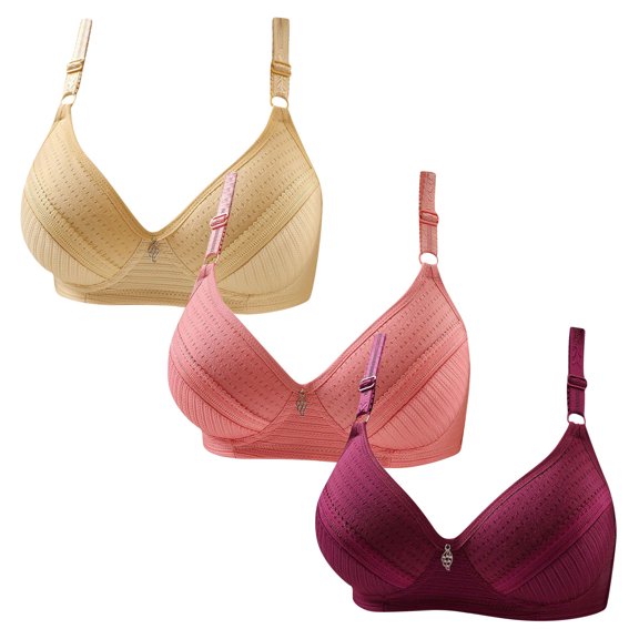 LYEAA Sleep Bras for Women 3 Pack of Soft Comfortable Push up Bras Wirefree Breathable Everyday Bra All Coverage Bralette Fashion Solid Plus Size Bra Style with Adjustable Straps