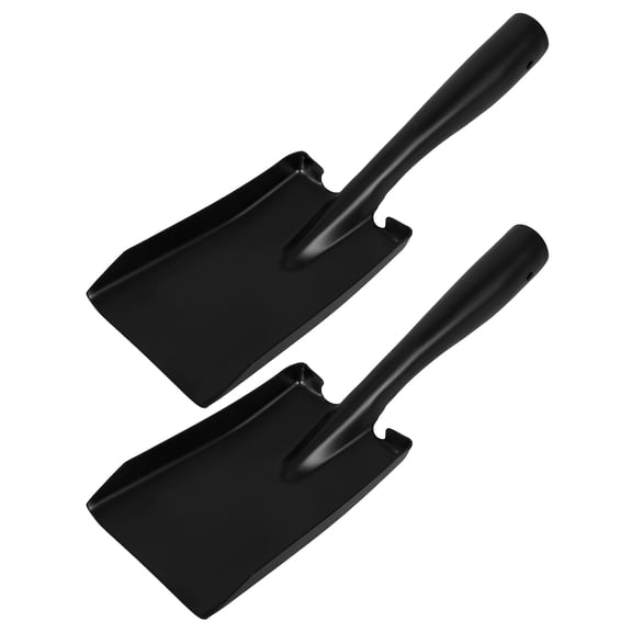 DEEPCRAFF 2Pcs Black Steel Fireplace Ash Shovel with Ergonomic Handle for Grill and Firewood Cleanup
