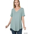 thumbnail image 4 of Zenana Women & Plus Luxe Rayon Short Sleeve V-Neck Hi-Low Hem Casual Tee-Shirt Top, 4 of 5
