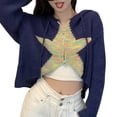thumbnail image 2 of KOMOO Women Cropped Sweater Cardigan Long Sleeve Knit Hooded Grunge Aesthetic Loose Sweater Outerwear, 2 of 9