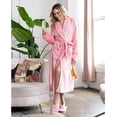 thumbnail image 3 of Lotus Linen Plush Robe for Women - Long Soft Fleece Bathrobe, Pink M/L, 3 of 9