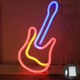 thumbnail image 4 of Guitarra de moda LED luces de luz de noche Nightlightplanet Light up Signs reutilizable música guitarra modelado para Festival Café decoración Colco Luces de neón, 4 of 8