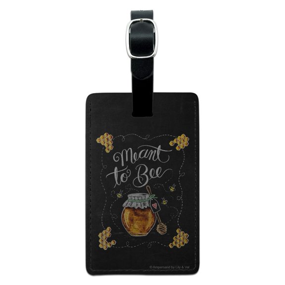 Meant to Bee Honey Pot Love Rectangle Leather Luggage Card Suitcase Carry-On ID Tag