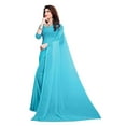 thumbnail image 3 of SAI DECORATIVE Women's Georgette Saree With Unstitched Blouse Piece plain sarees color-Sky Blue, 3 of 4