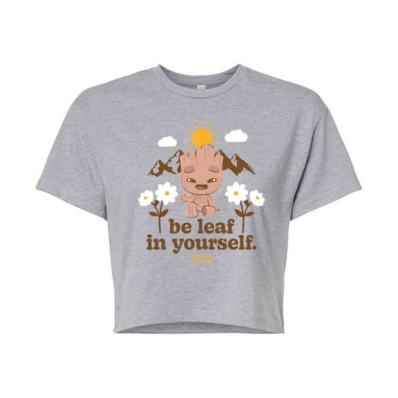Marvel Guardians of the Galaxy - Be Leaf In Yourself - Juniors Cropped Graphic T-Shirt