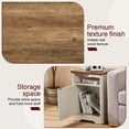 thumbnail image 5 of Merluxy 4 Pieces Farmhouse Living Room Table Sets, 66" Sliding Barn Door TV Stand, Coffee Table & 2 End Tables with Charging Station, Barnwood & White, 5 of 9