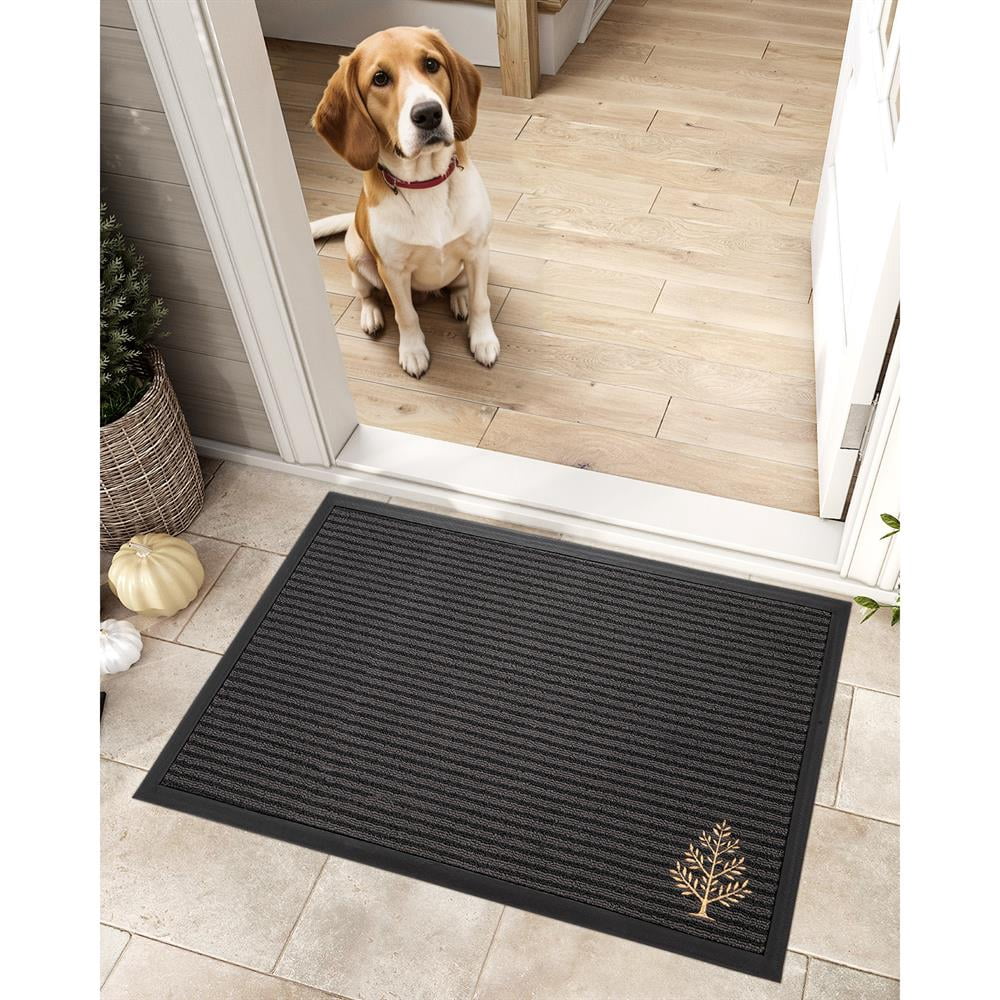 Topcobe Outdoor Doormat, Heavy Duty Front Door Mat, Trap Dirt Non-Slip Welcome Mat, Easy Clean Embroidered Floor Mat for Entryway, Patio, Porch, 47"x71"