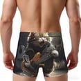 thumbnail image 3 of Men's Boxer Briefs Breathable 3D Pouch Underwear Shorts, Cat Playing Guitar Rock Music, 3 of 7