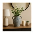 thumbnail image 2 of Terracotta Vase with Handles for Living Room Decor - Casual Home Decor for Bedroom, Coffee Table, and Office Display - Flower Vase for House Styling and Kitchen Counter - 13", Blue & White, 2 of 13