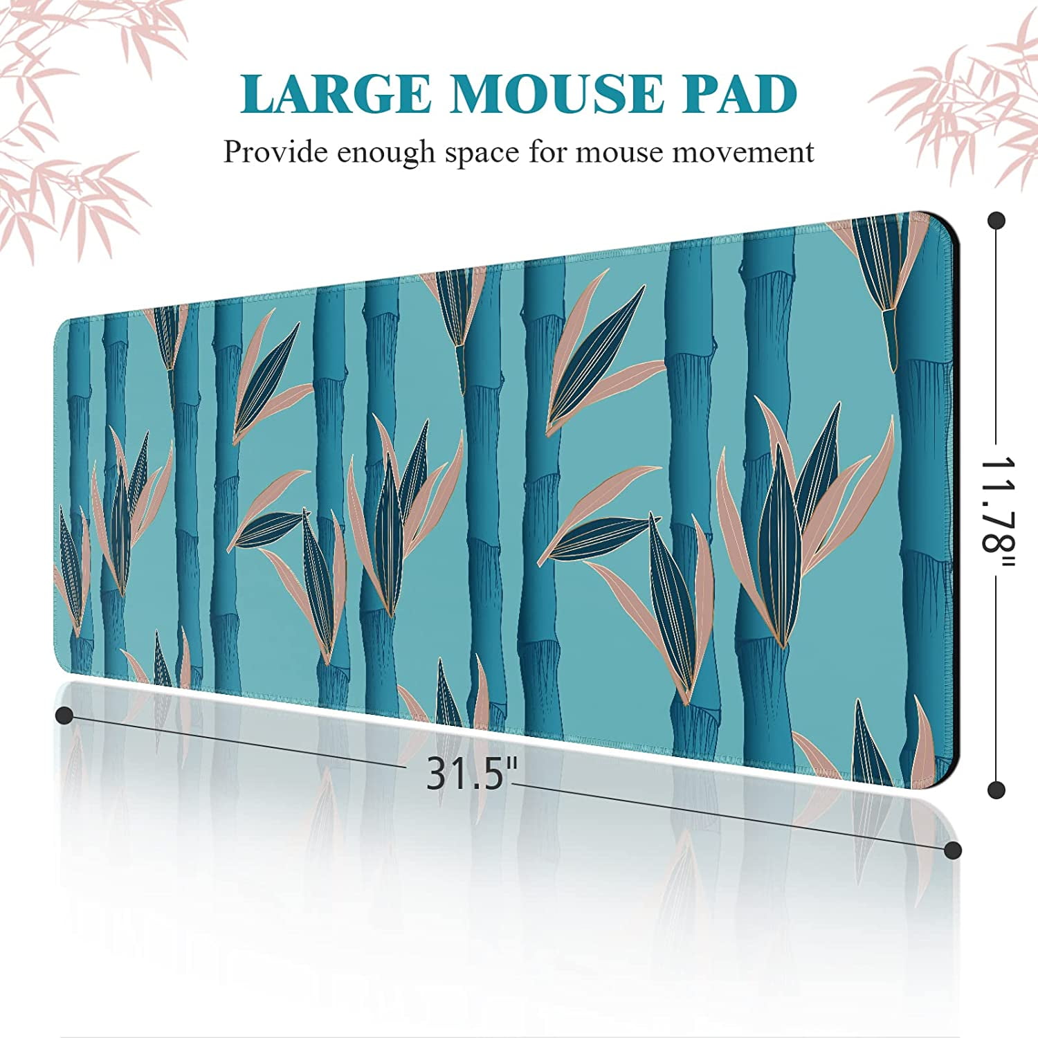 Mouse Pad Large (31.5X11.78 in), Non-Slip Natural Rubber Base Gaming Mouse Pad with Stitched Edge, Waterproof Extended Mouse Pad for Keyboard, Mouse and Desktop, Bamboo