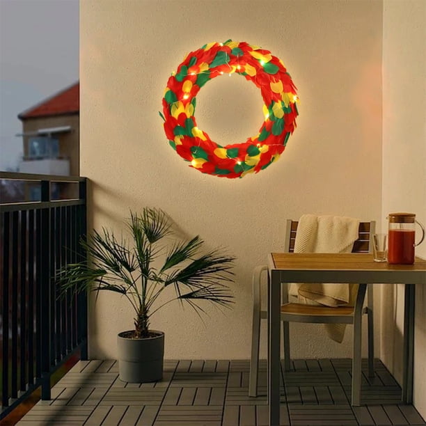Corona Decorativa De Pascua Con Luz LED – 40x33 Cm – Lazo, Huevos Y Flores – Ideal Para Puerta, Ventana O Chimenea – Decoración De Primavera