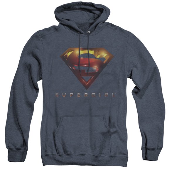 Supergirl Logo Glare Adult Heather Hoodie Sweatshirt Navy