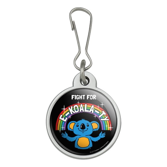 Fight For E-Koala-Ty Equality Rainbow Funny Humor Jacket Handbag Purse Luggage Backpack Zipper Pull Charm