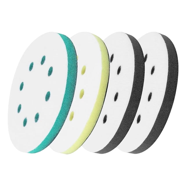 5 Inch Sander Sponge Set 3 Hardness Soft Medium Hard, Hook & Loop Adhesion Sanding Pads with 8-Hole Dust Extraction, Compatible with 5-Inch Sanders for Diy Woodworking, 4 Cushioning Pads