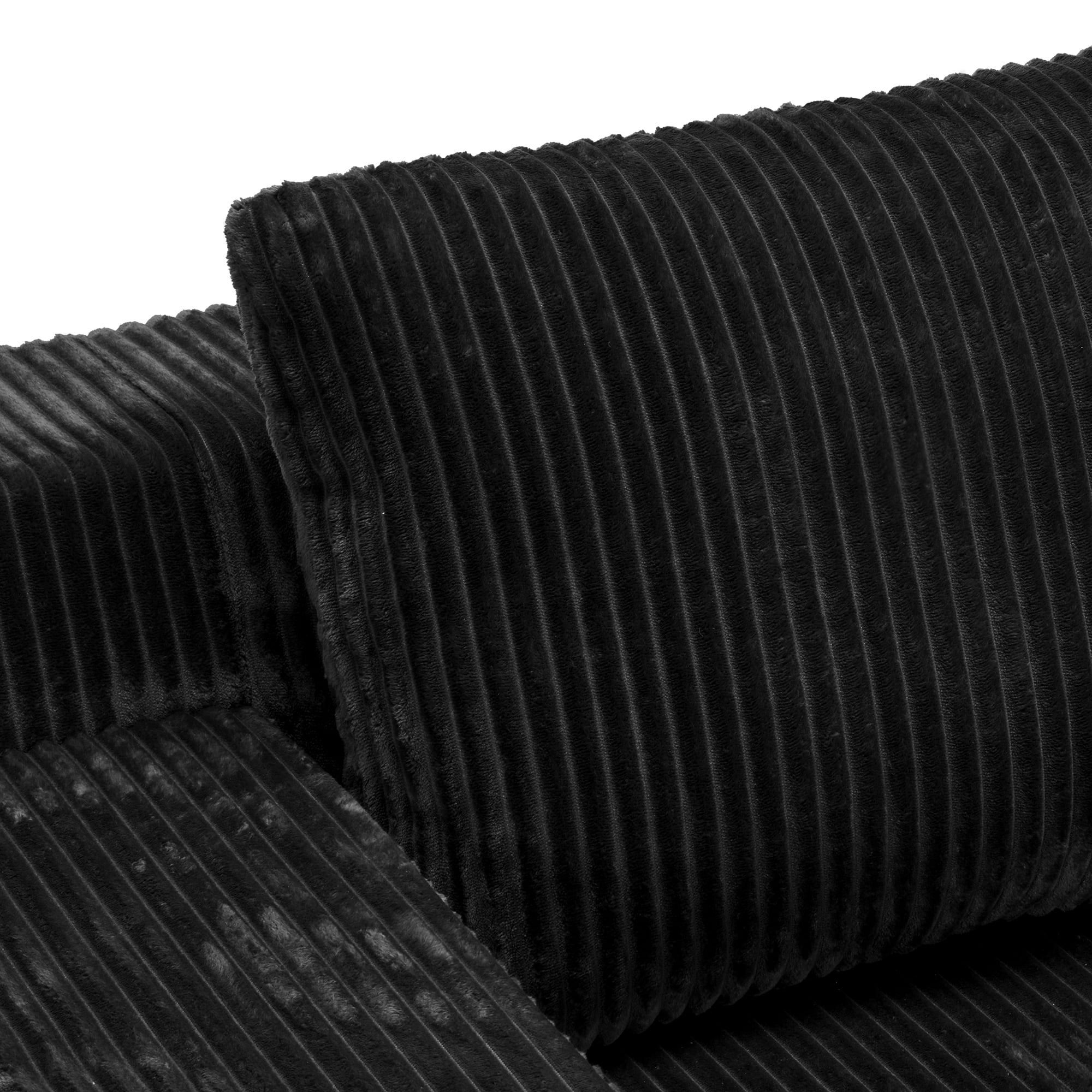Modular L Shaped Sectional Sofa 96.5 Inch, Corduroy Floor Couch with Foam Filling for Living Room Bedroom, No Assembly Required, Black
