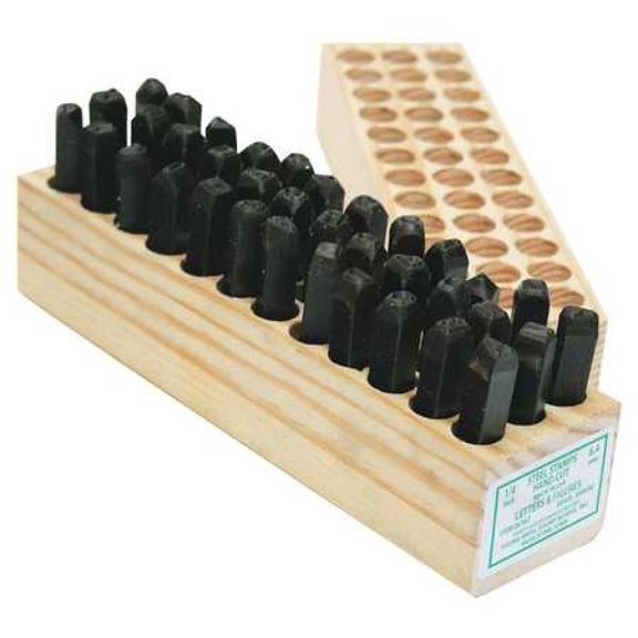 YOUNG BROS. STAMP WORKS 07362 Hand Cut Combo Set,5/16in H,Gothic,Steel