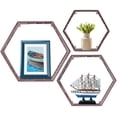 thumbnail image 3 of Metal Wire Hexagon Design Wall Mounted Floating Shelves, Set of 3 - Bronze, 3 of 9