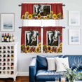 thumbnail image 2 of Cow Sunflower Kitchen Curtains Valances and Tiers Set of 3 Yellow Flower Bee Farms Animal Oil Painting Tier Curtains and Valance with Rod Pocket for Small Windows, 27.5"x36", 2 of 9