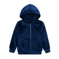 thumbnail image 4 of Abcomgle Girls Two Piece Sets Size 7-8 Velour Full Zip Long Sleeve Girls Zip Up Hoodie and Fuzzy Jogger Winter Girls Activewear Sets,3-4 Years Navy, 4 of 4