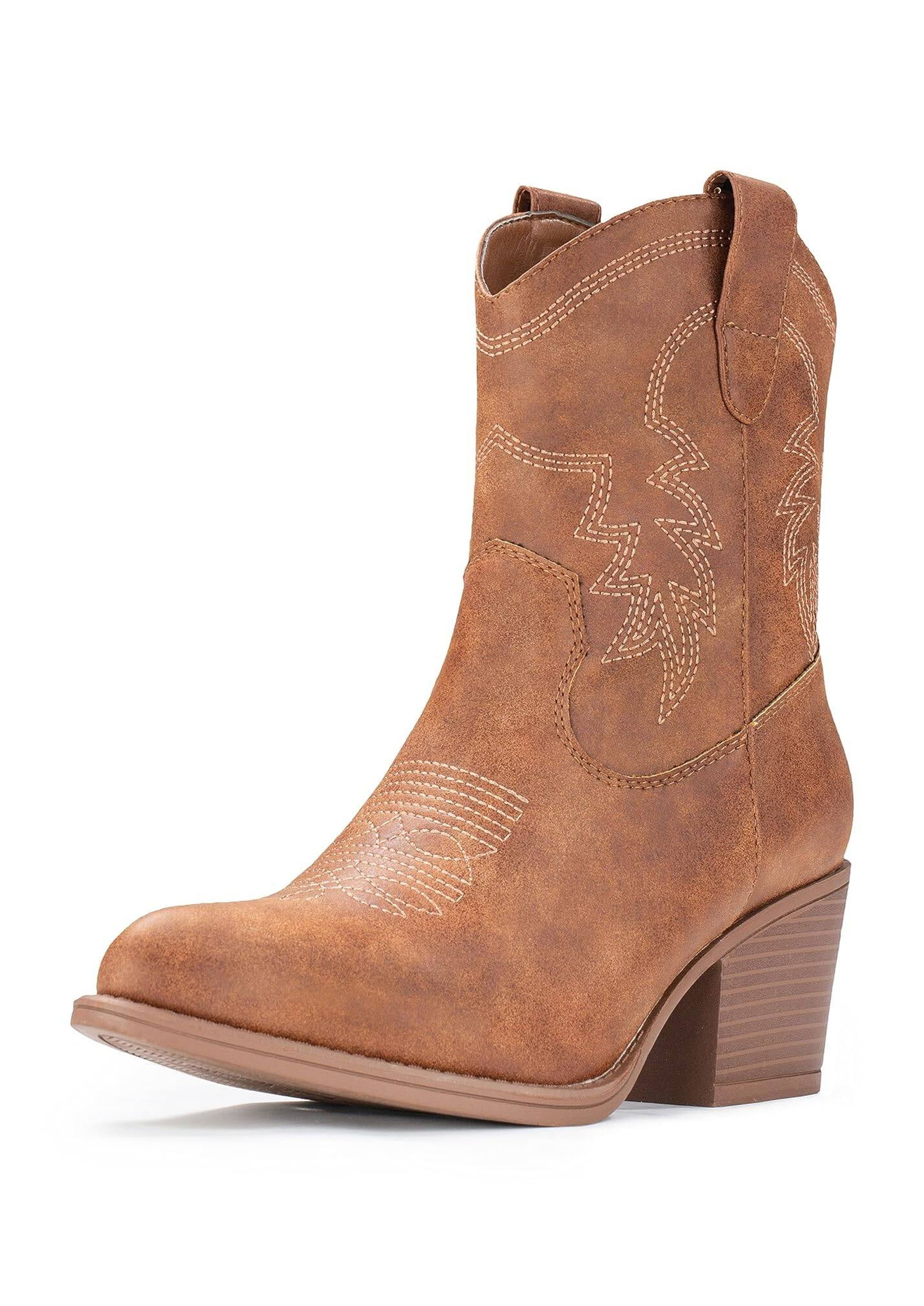 Cowboy Boots for Women Ankle Cowgirl Booties Western Mid Calf Pointed Toe Booties Short Chunky Classic Boots