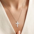 thumbnail image 3 of Jewmon Double Cross Necklace for Women Simulated Diamond 925 Sterling Silver Cross Pendant Chain Christian Christmas Jewelry Gifts for Wife Couples, 3 of 9