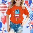 thumbnail image 2 of Girls' 4th of July Short Sleeve T-Shirt with American Flag Print, Comfortable Cotton Round Neck Tee for Everyday Wear & Party Outfits (2-12 Years), 2 of 4