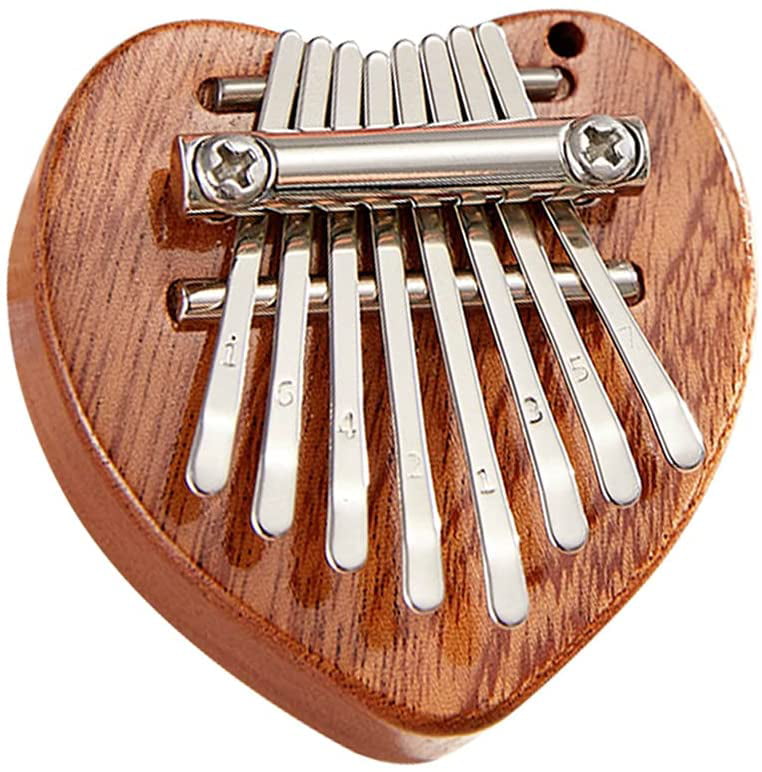 Brown Portable Mini Thumb Piano 8 Keys Kalimba Finger Piano Marimbas Wooden Finger with Lanyard Special Gifts for Kids Adults Beginners 
