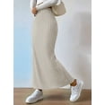 thumbnail image 5 of Female'S Solid High Waist Split Side Skirt Casual Knitted Maxi Skirts Comfy Bodycon Dress Apricot XS, 5 of 9