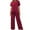 Red, variant on Pants Suits for Women Dressy A Two Piece Short Sleeved Round Neck Loose Casual And Irregular Formal Pants Women Petite Two Piece Pantsuit Jumpsuit Outfit Wedding Guest Formal Suits for Evening Black S