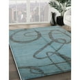 thumbnail image 3 of Ahgly Company Machine Washable Indoor Square Industrial Modern Blue Hosta Blue Area Rugs, 3' Square, 3 of 7