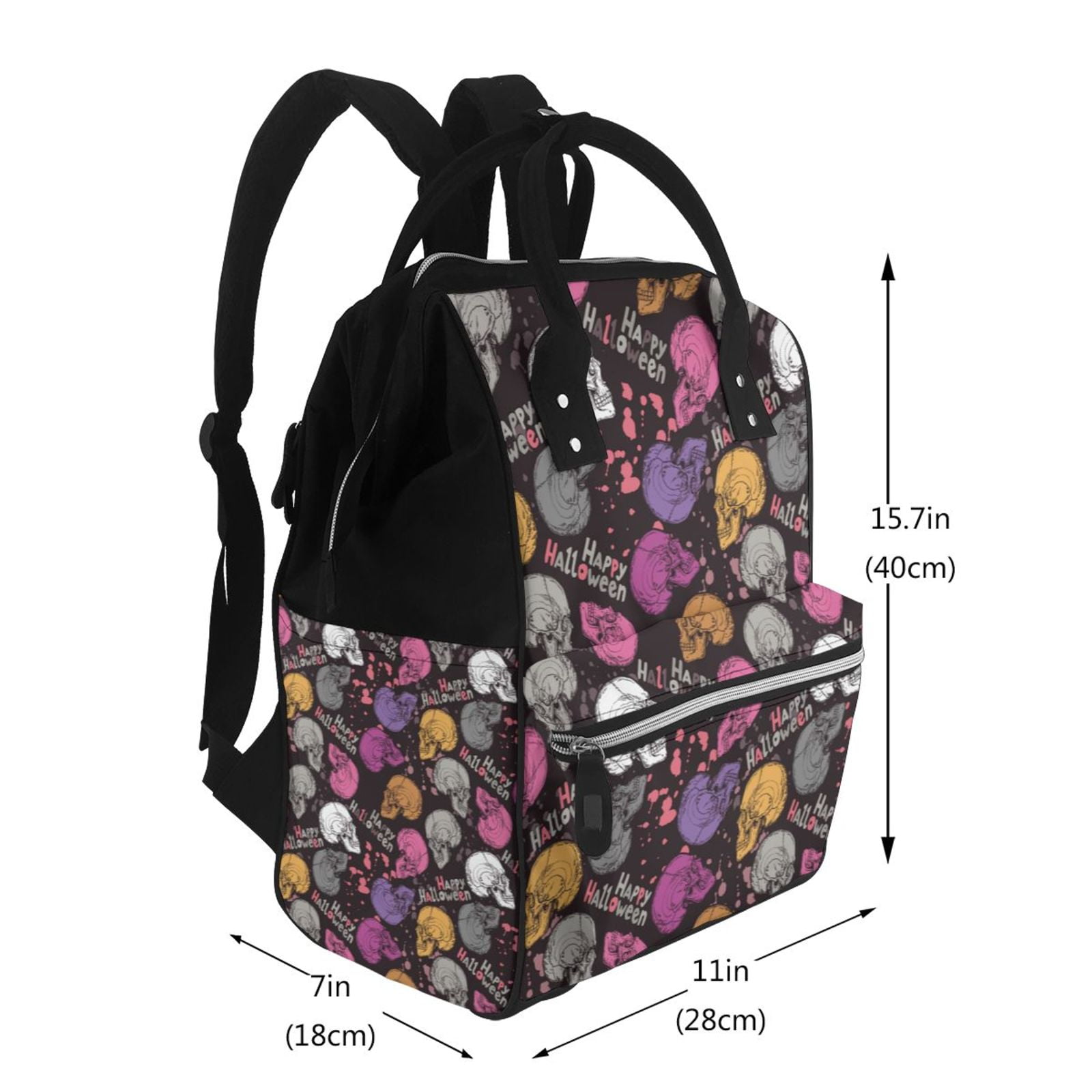 Fuzoiu Halloween Skeleton Print Diaper Bag Backpack,Baby Essentials Travel Tote,Multi function Waterproof Diaper Bag, Travel Essentials Baby Bag - Unisex