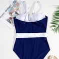 thumbnail image 5 of Sngxgn Women's Swimsuit Bathing Suit V Neck Ruffled Swimwear Adjustable Straps(Blue,L), 5 of 5