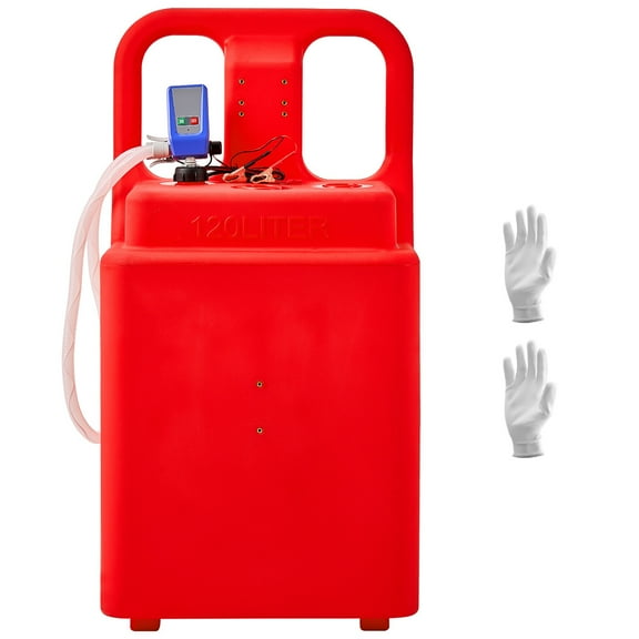 KFFKFF Fuel Storage, 32-Gallon Capacity, Mobile Fuel Container with 12V DC 2.5 GPM Electric Fuel Circulation Pump, 4 ft Dispensing Hose & Auto-Halt Sensor Nozzle, Tank Connectors